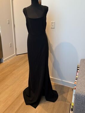 BHLDN Black Blake Square-Neck Stretch Crepe Maxi Dress - NWT Size 16